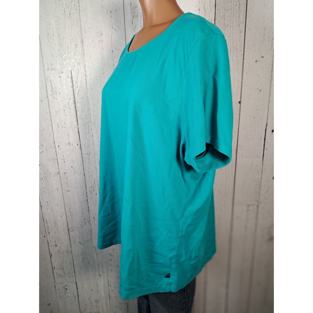 Venezia Womens Plus Size 22/24 Teal Blue Cotton Stretch Short Sleeve T-Shirt